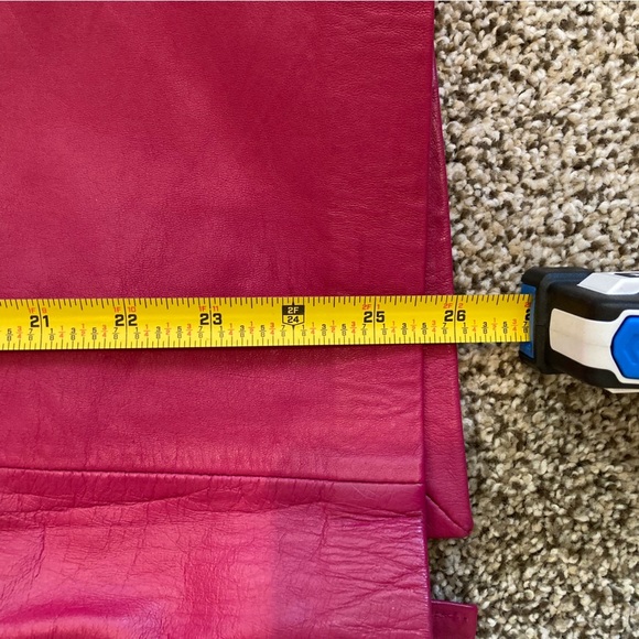 80s vintage pink leather skirt stretch waist genuine, leather skirt - Picture 6 of 9